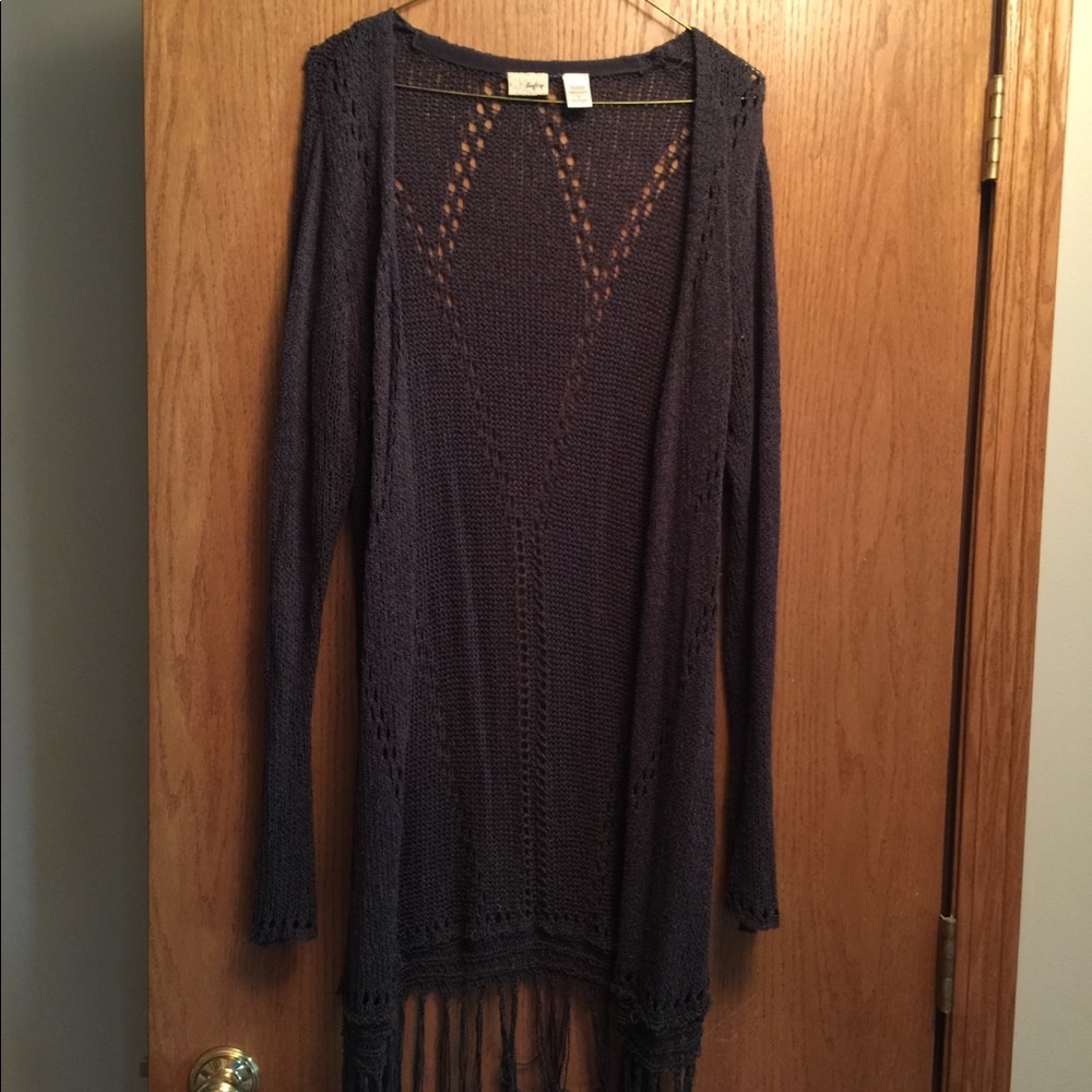 Daytrip Dk Gray cardigan with fringe